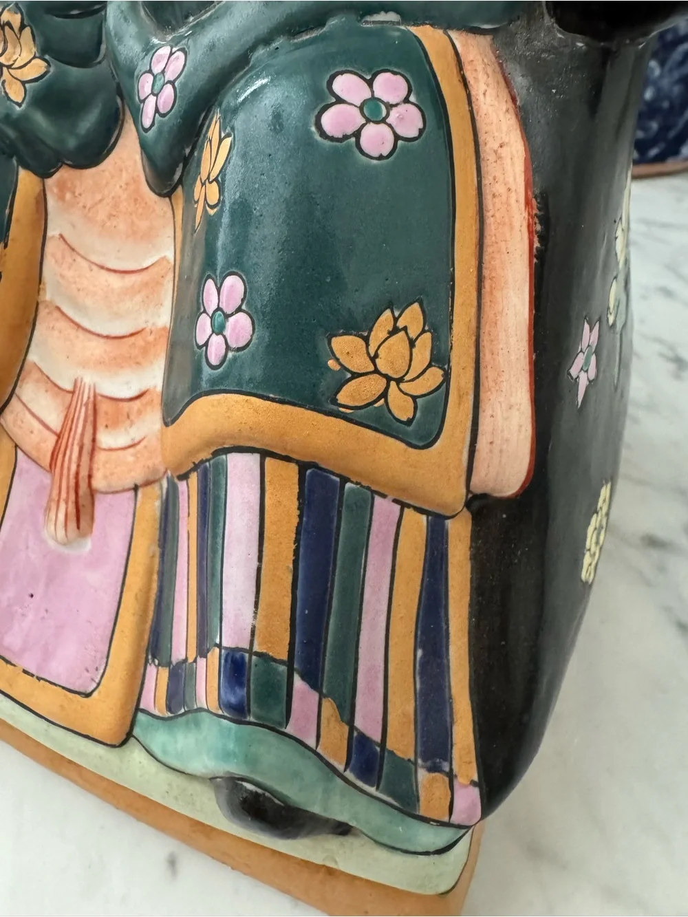 Pair of Chinoiserie Ceramic Statues